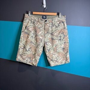 Stussy Green and Brown Cargo Shorts